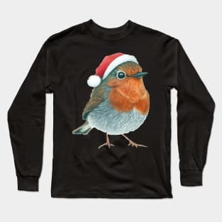 robin in winter had-bird robin. Long Sleeve T-Shirt